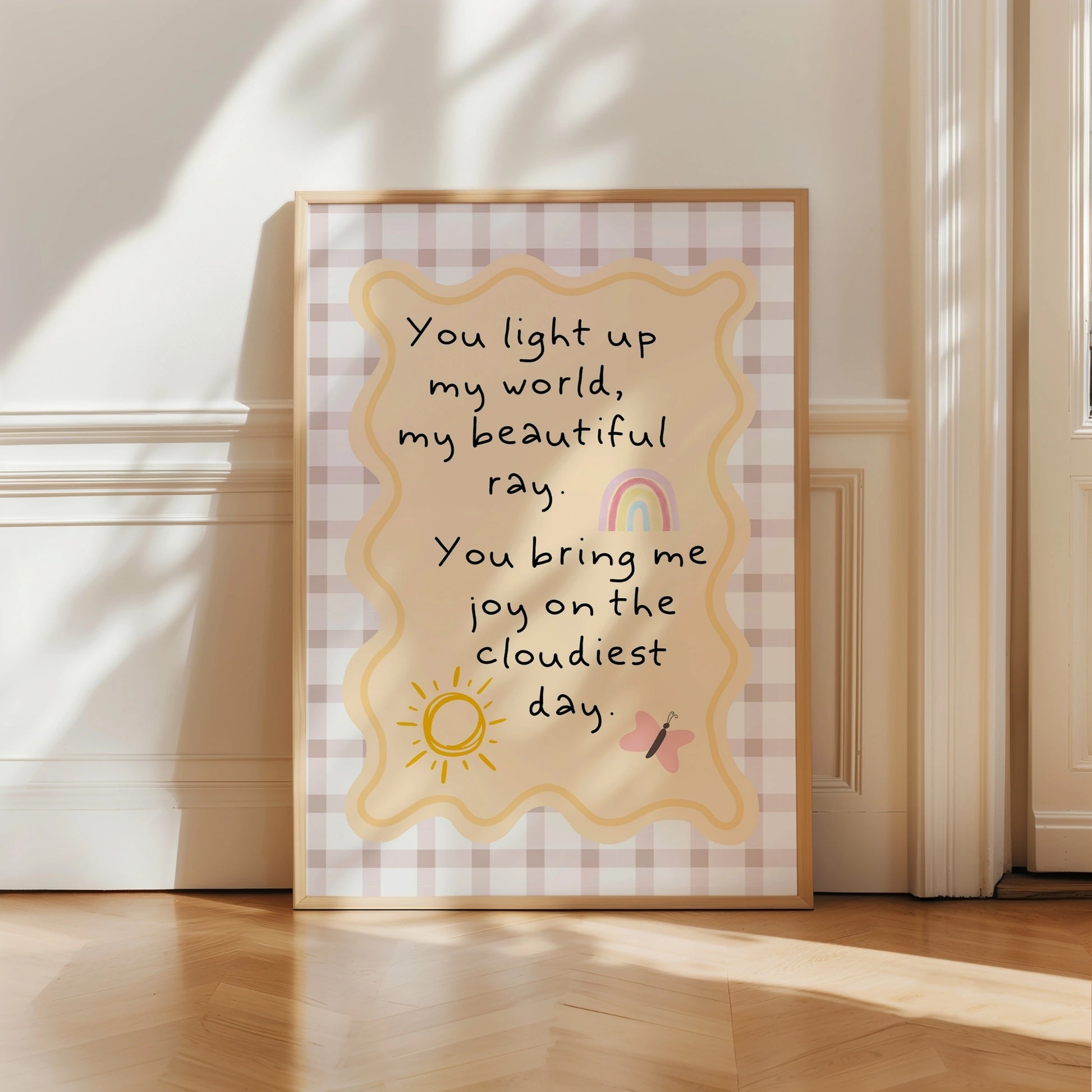 Nursery Quote Wall Art – Sunshine and Rainbow Print for Baby Room