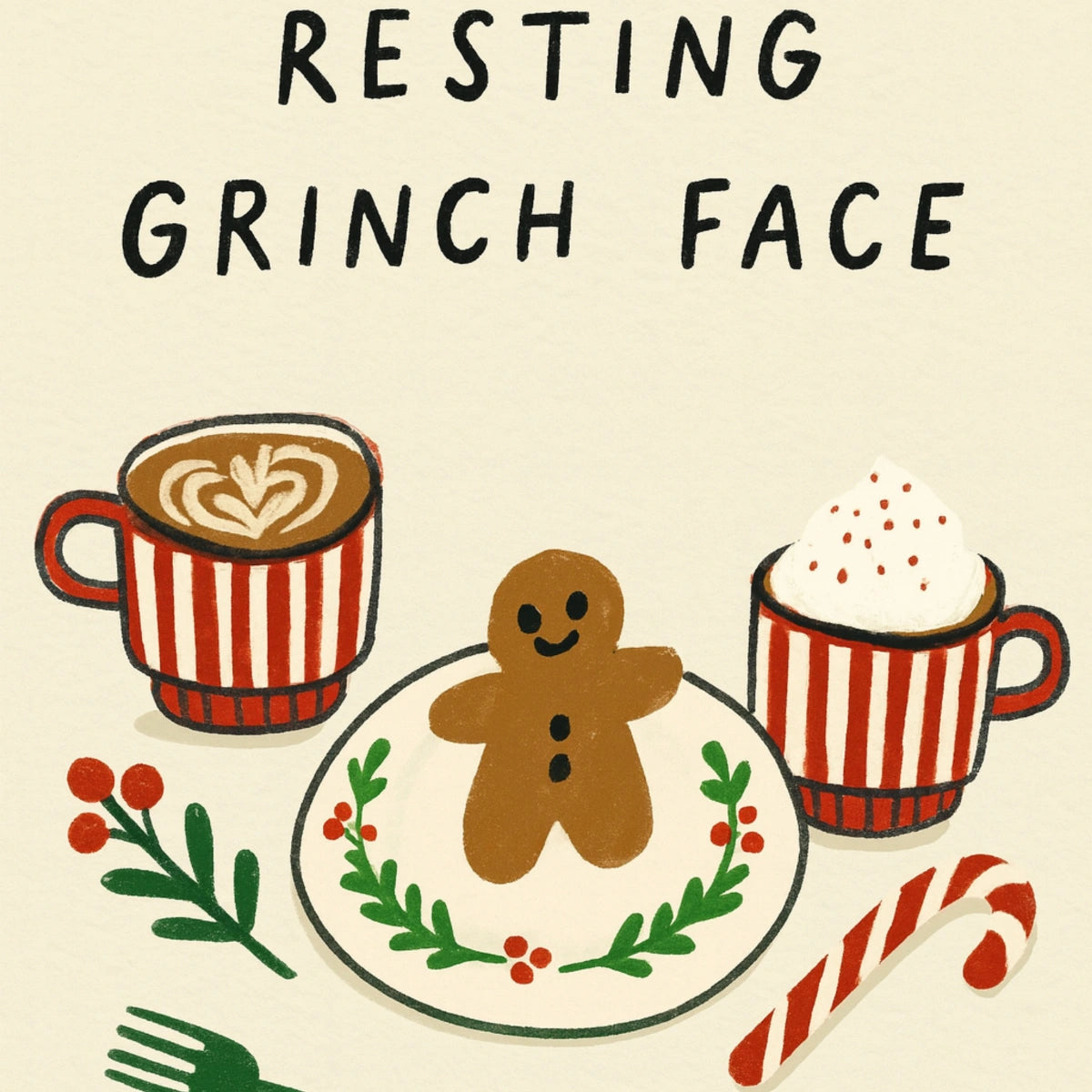 Weihnachtsdruck mit Grinch-Gesicht