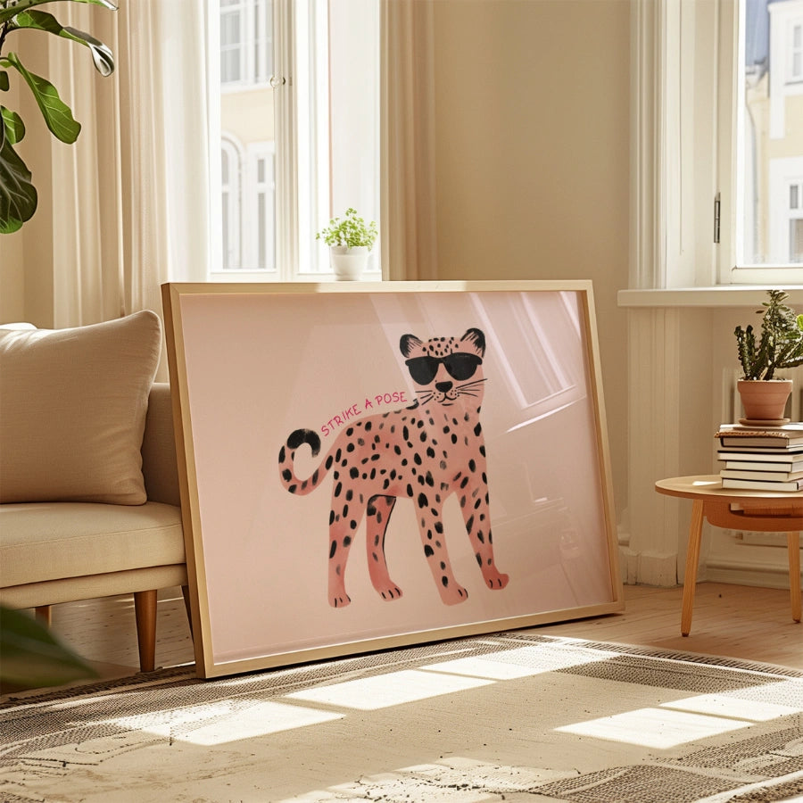 Pink Leopard Nursery Print – Cute Wall Art for Girls