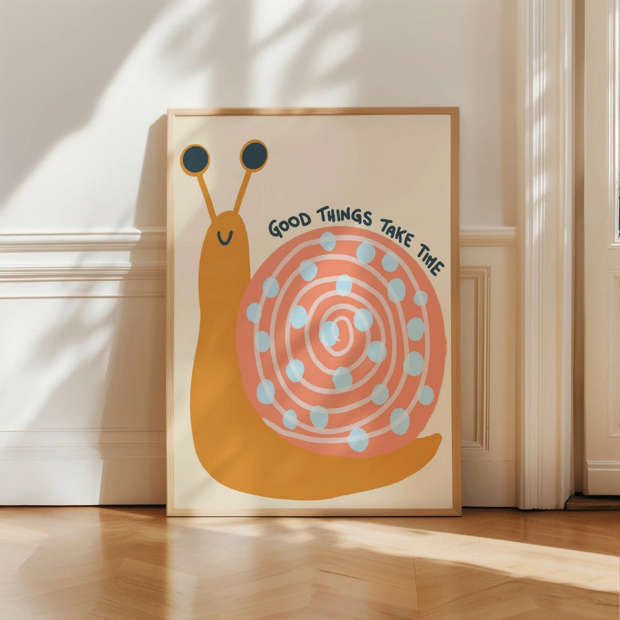 Snail Nursery Print - Good Things Take Time Wall Art