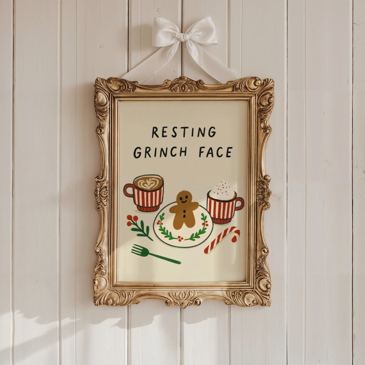 Weihnachtsdruck mit Grinch-Gesicht