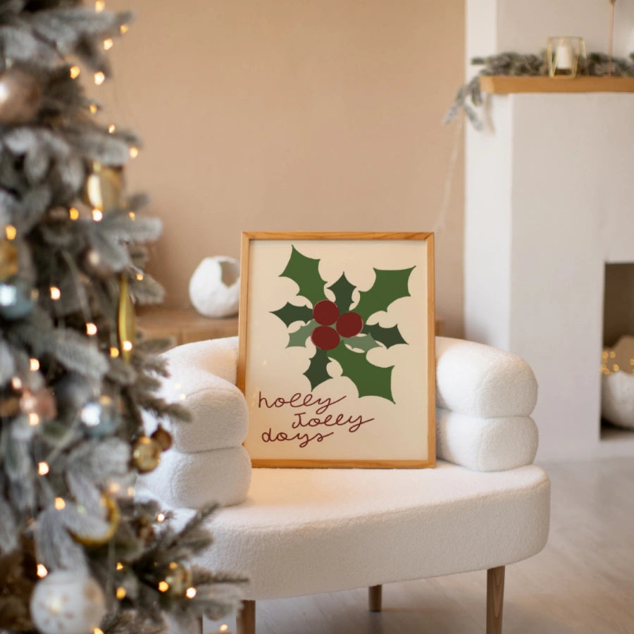 Holly Jolly Wall Art - Festive Christmas Quote Print