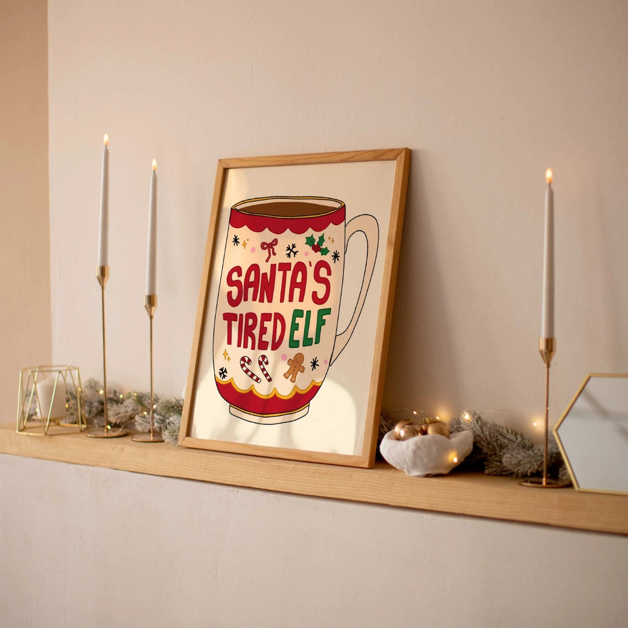 Santa’s Tired Elf Mug Poster