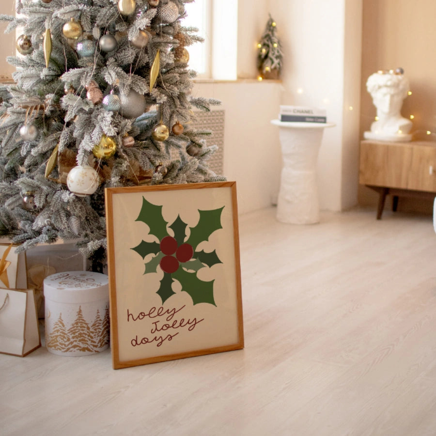 Holly Jolly Wall Art - Festive Christmas Quote Print