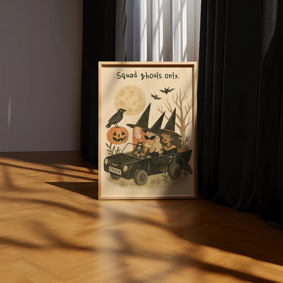 Witch Squad Halloween Print – Funny Ghoul Gang Wall Art