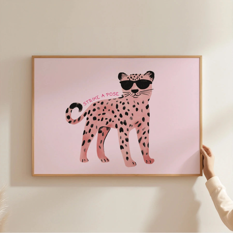 Pink Leopard Nursery Print – Cute Wall Art for Girls