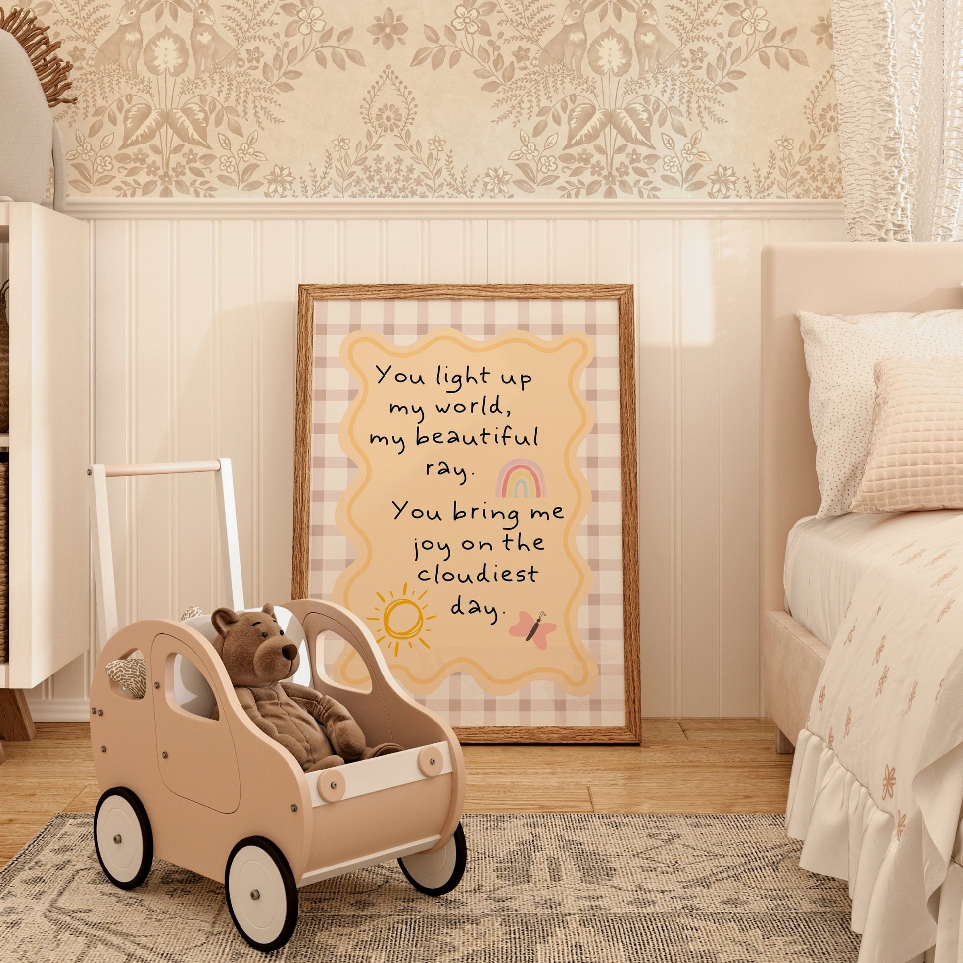 Nursery Quote Wall Art – Sunshine and Rainbow Print for Baby Room