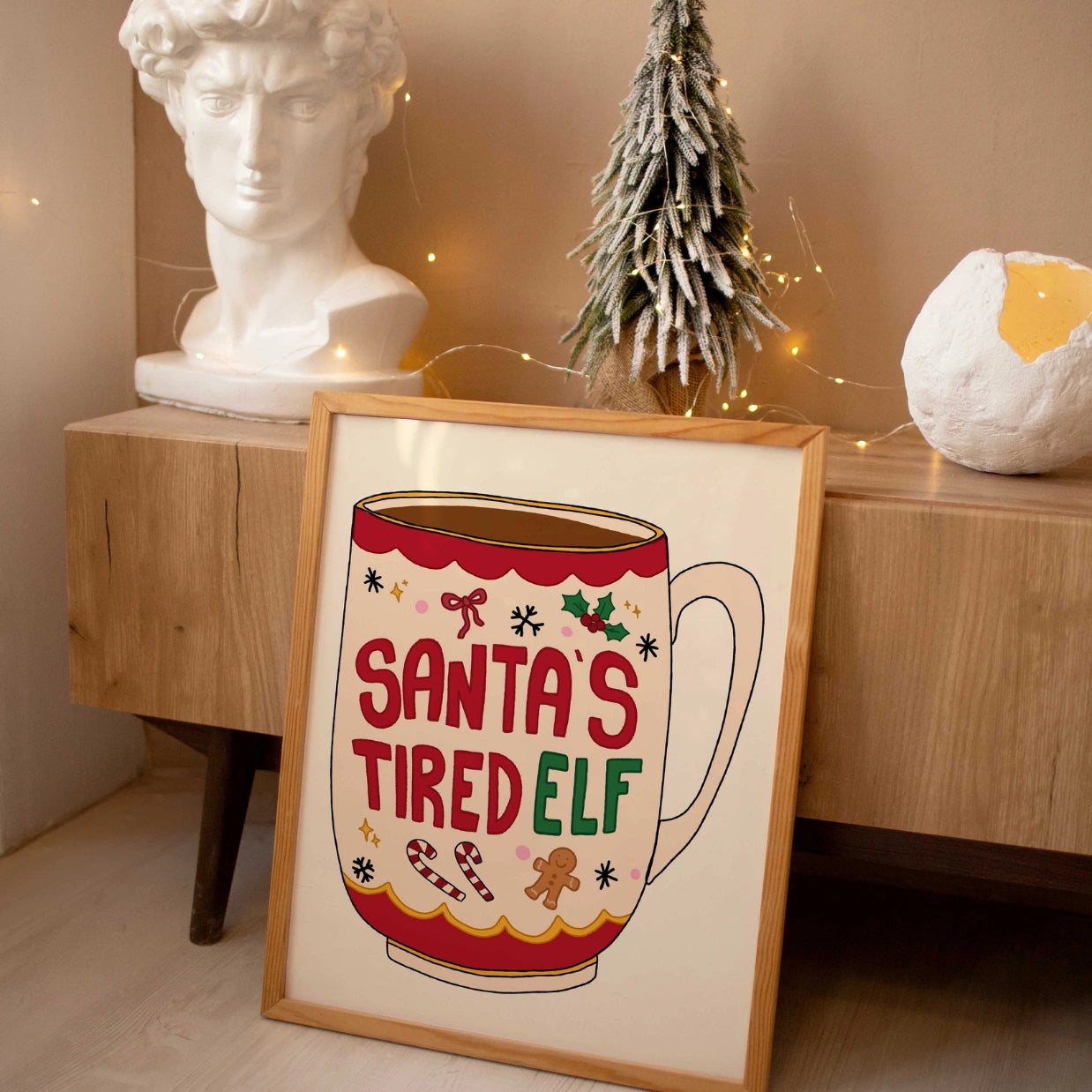 Santa’s Tired Elf Mug Poster