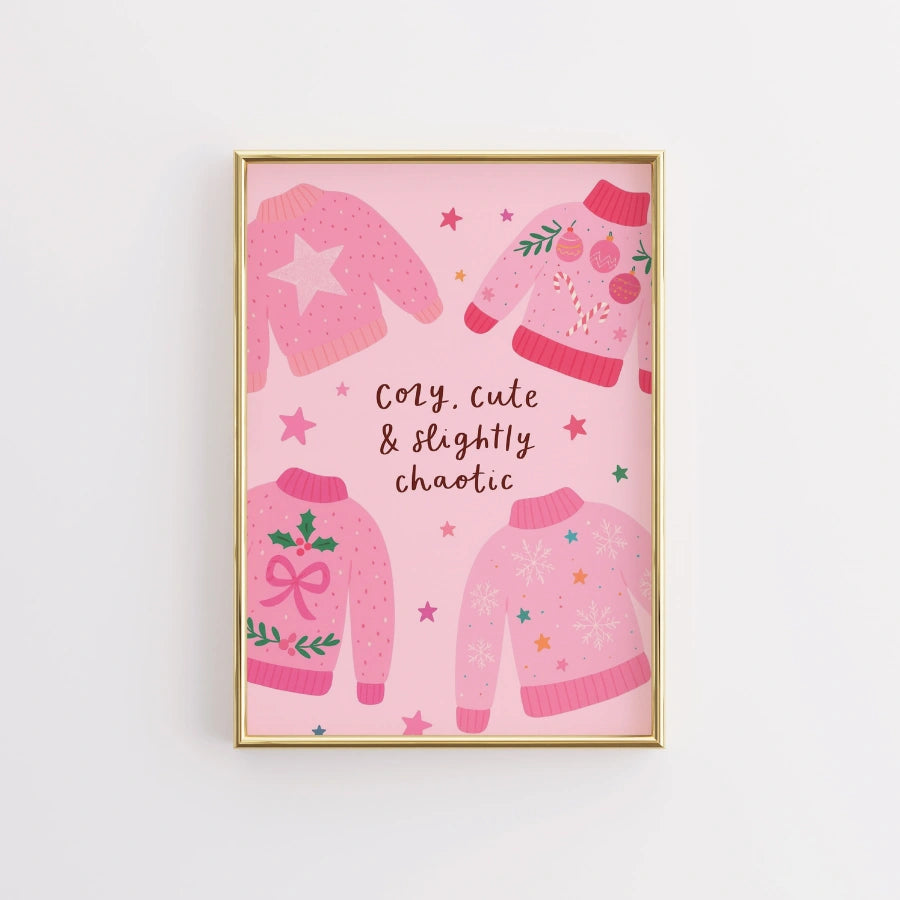 Cozy Christmas Chaos – Funny Xmas Quote Print