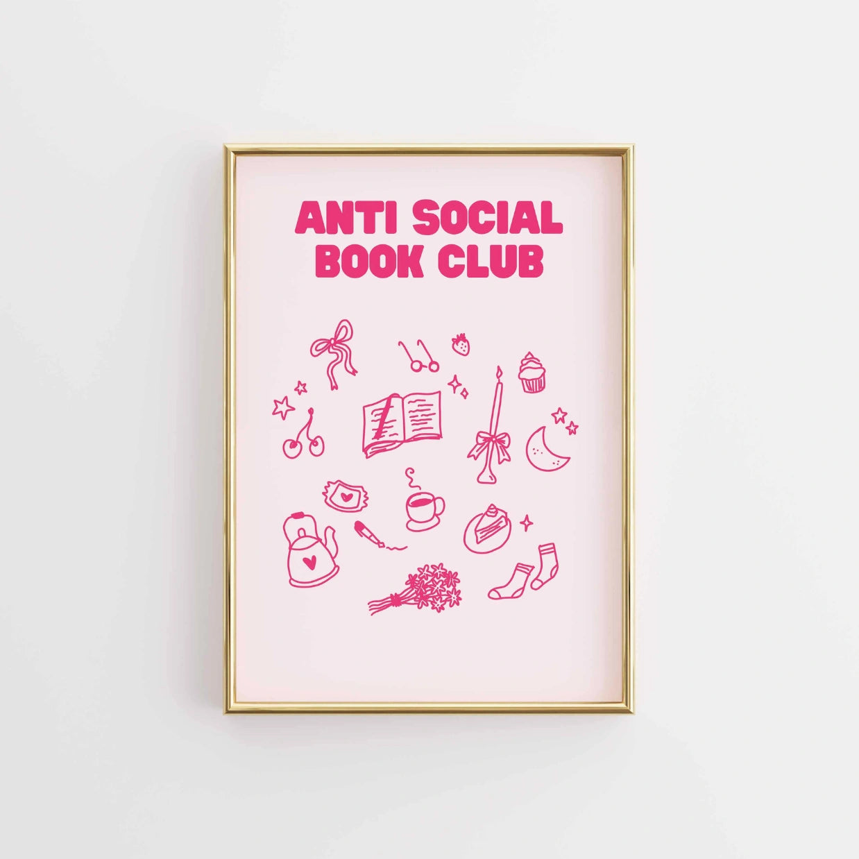 Anti Social Book Club  – Pink Bookish Print