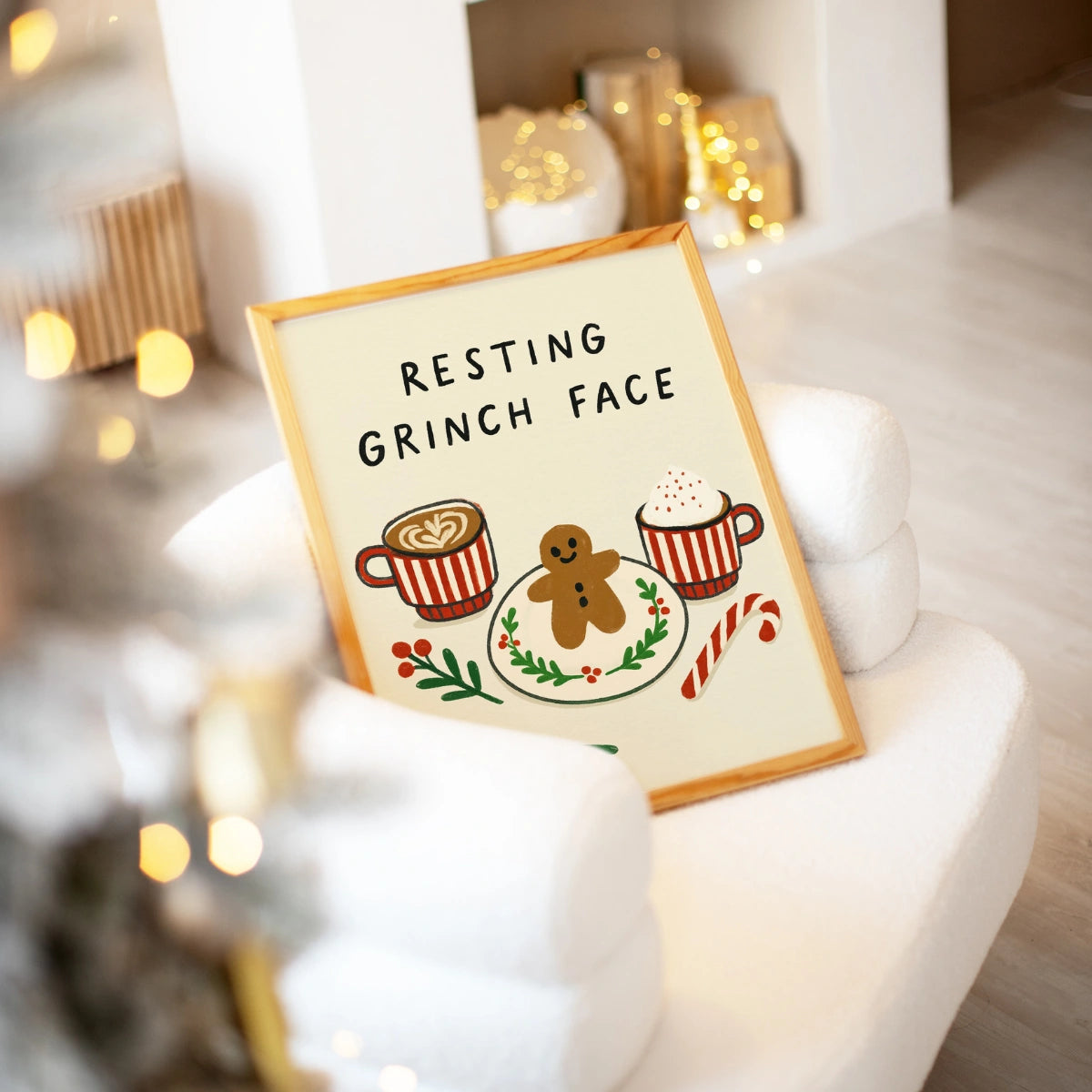 Weihnachtsdruck mit Grinch-Gesicht