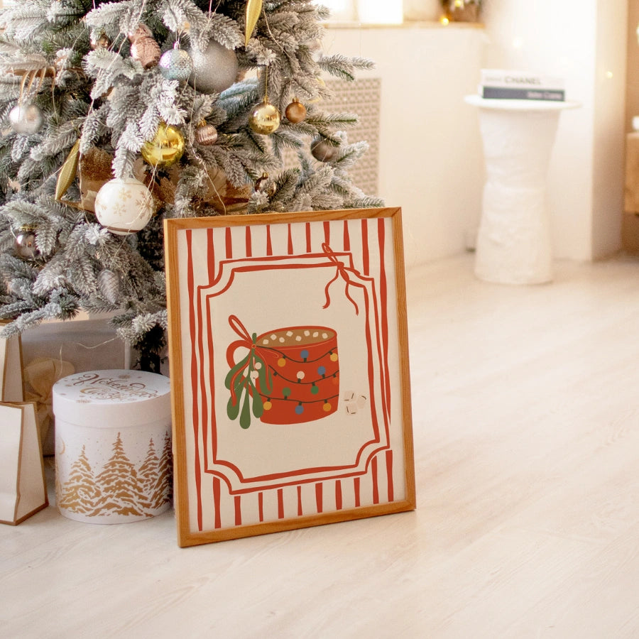 Christmas Mug Wall Art – Hand-Drawn Hot Cocoa Print