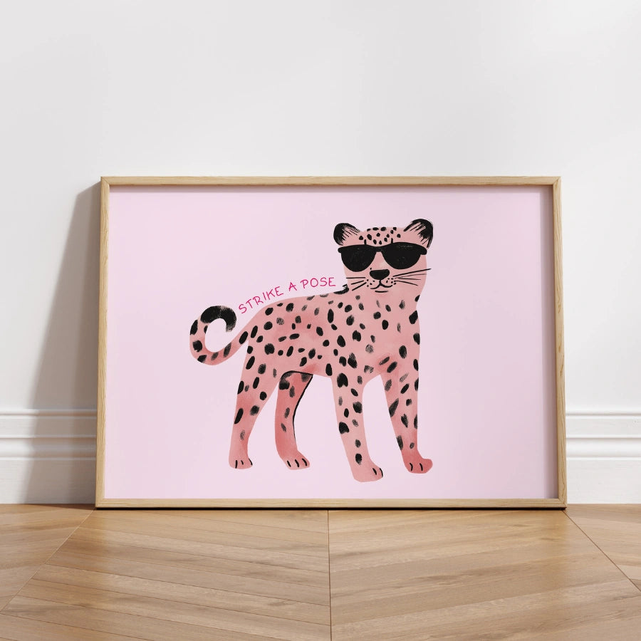 Pink Leopard Nursery Print – Cute Wall Art for Girls