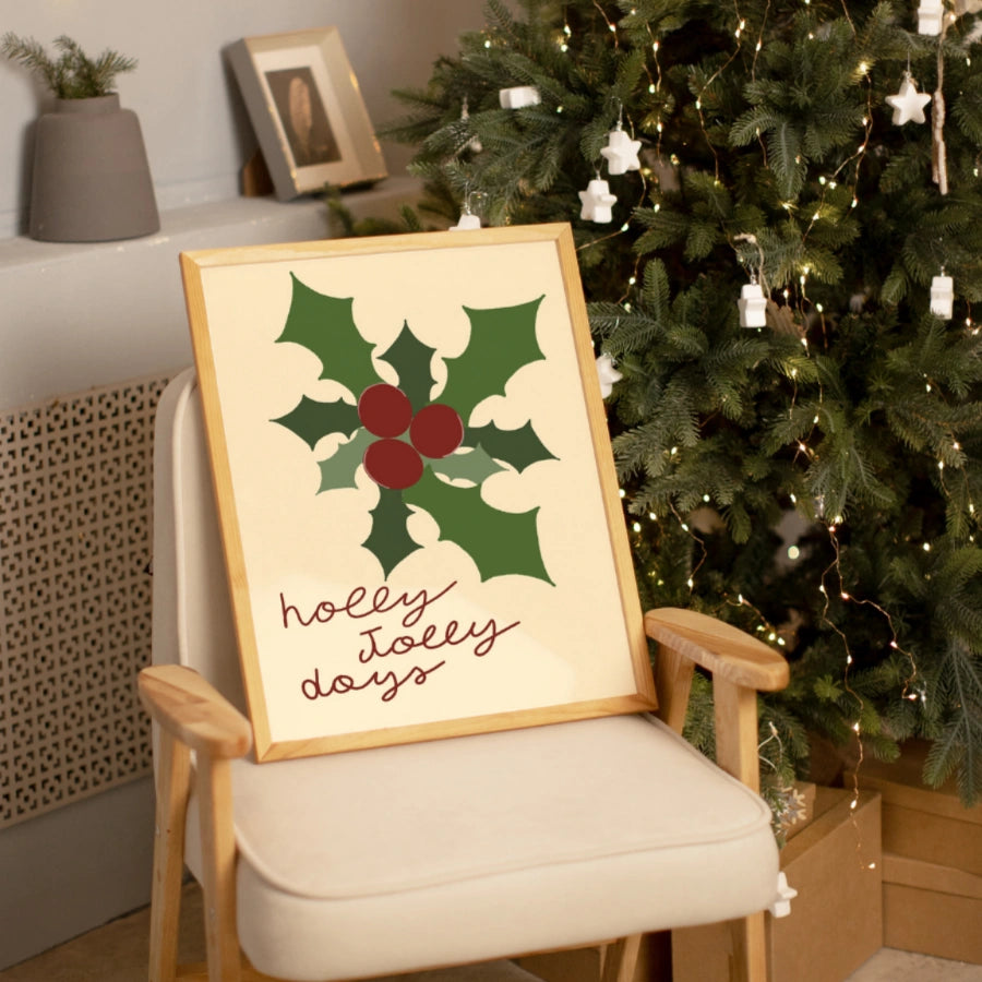 Holly Jolly Wall Art - Festive Christmas Quote Print