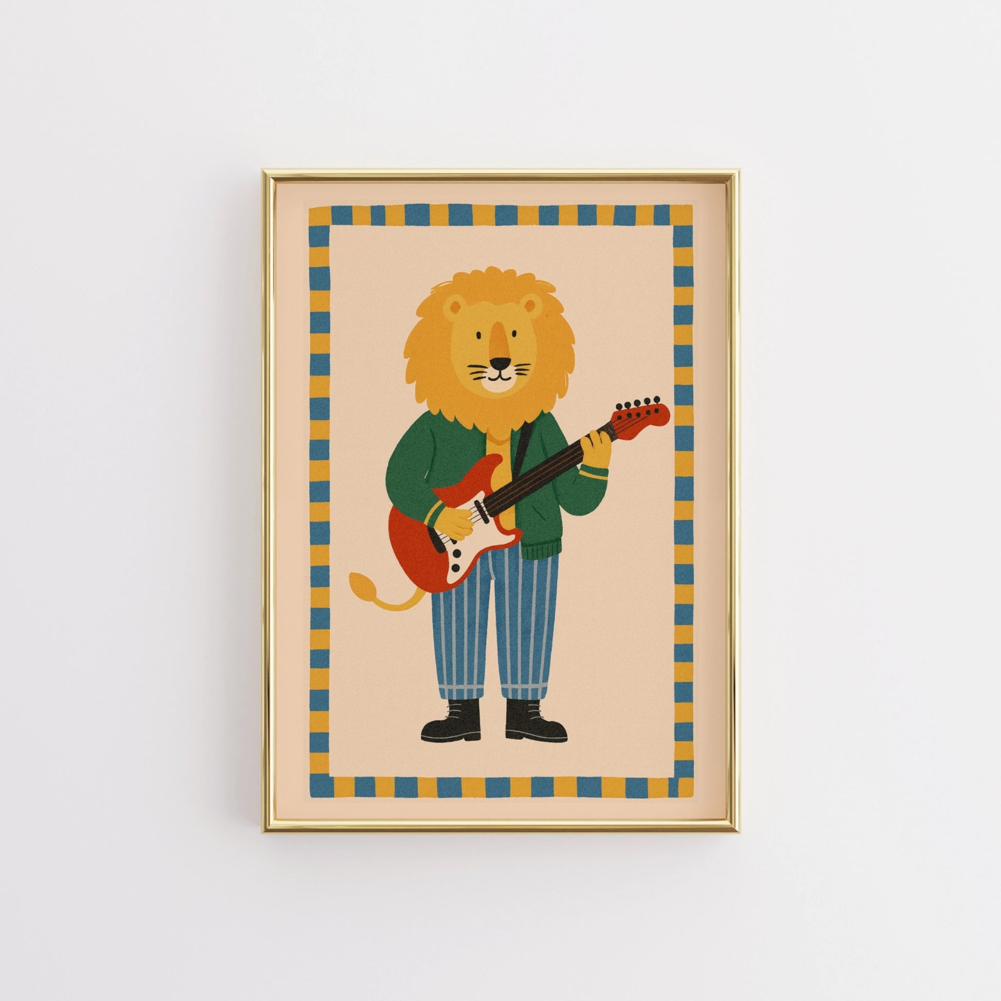 Stampa per cameretta dei bambini con leone rockstar