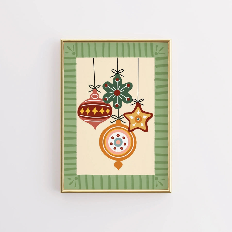 Christmas Ornaments Wall Art - Festive Holiday Decor Print