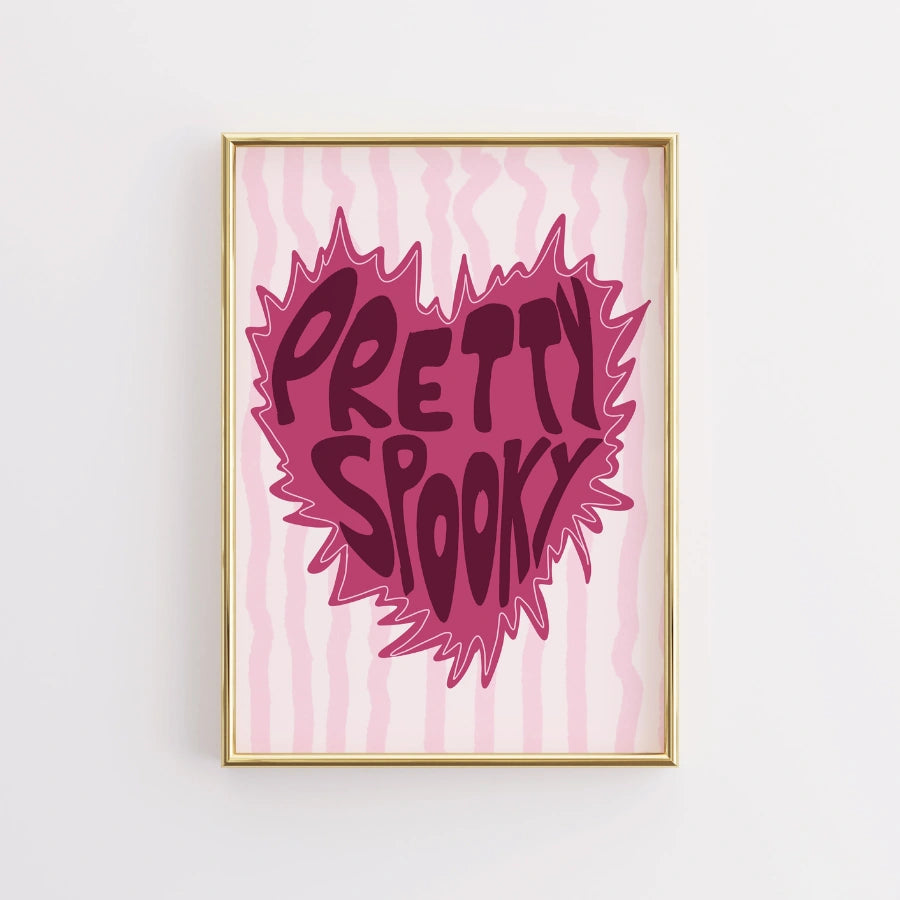 Girly Halloween Heart Print – Pretty Spooky Pink Wall Art