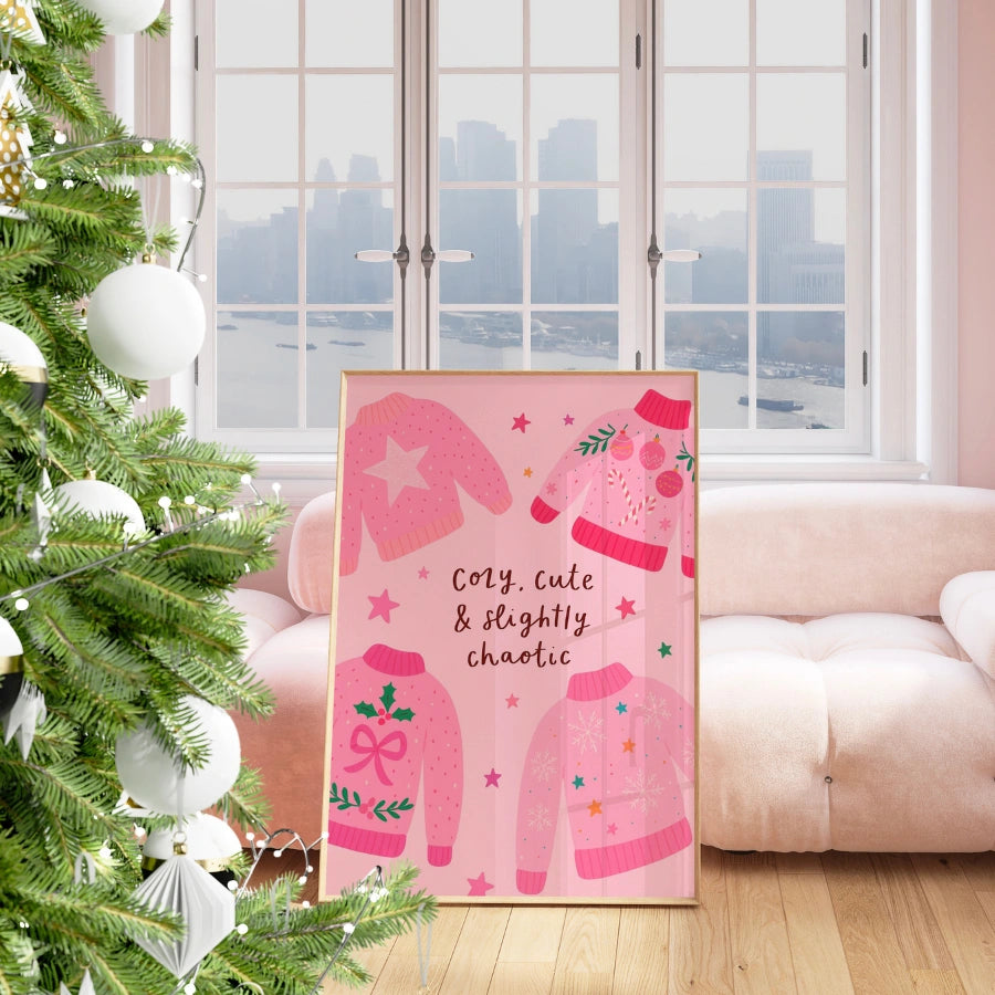 Cozy Christmas Chaos – Funny Xmas Quote Print
