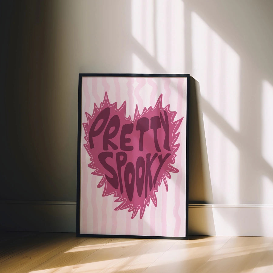 Girly Halloween Heart Print – Pretty Spooky Pink Wall Art