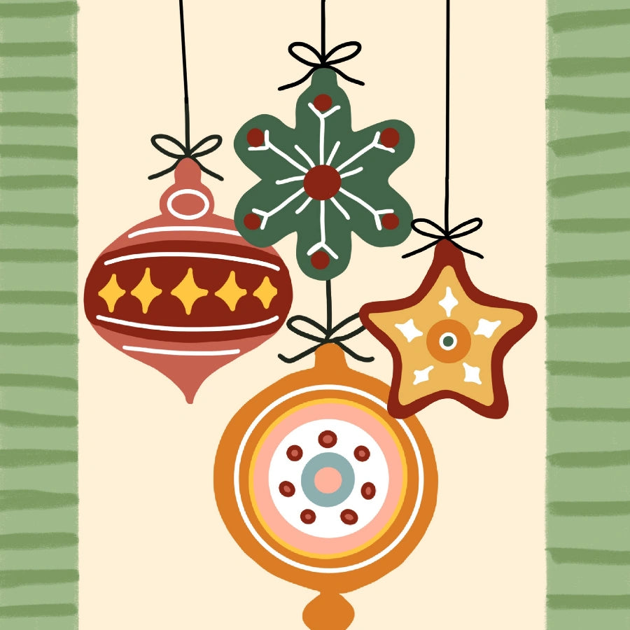 Christmas Ornaments Wall Art - Festive Holiday Decor Print