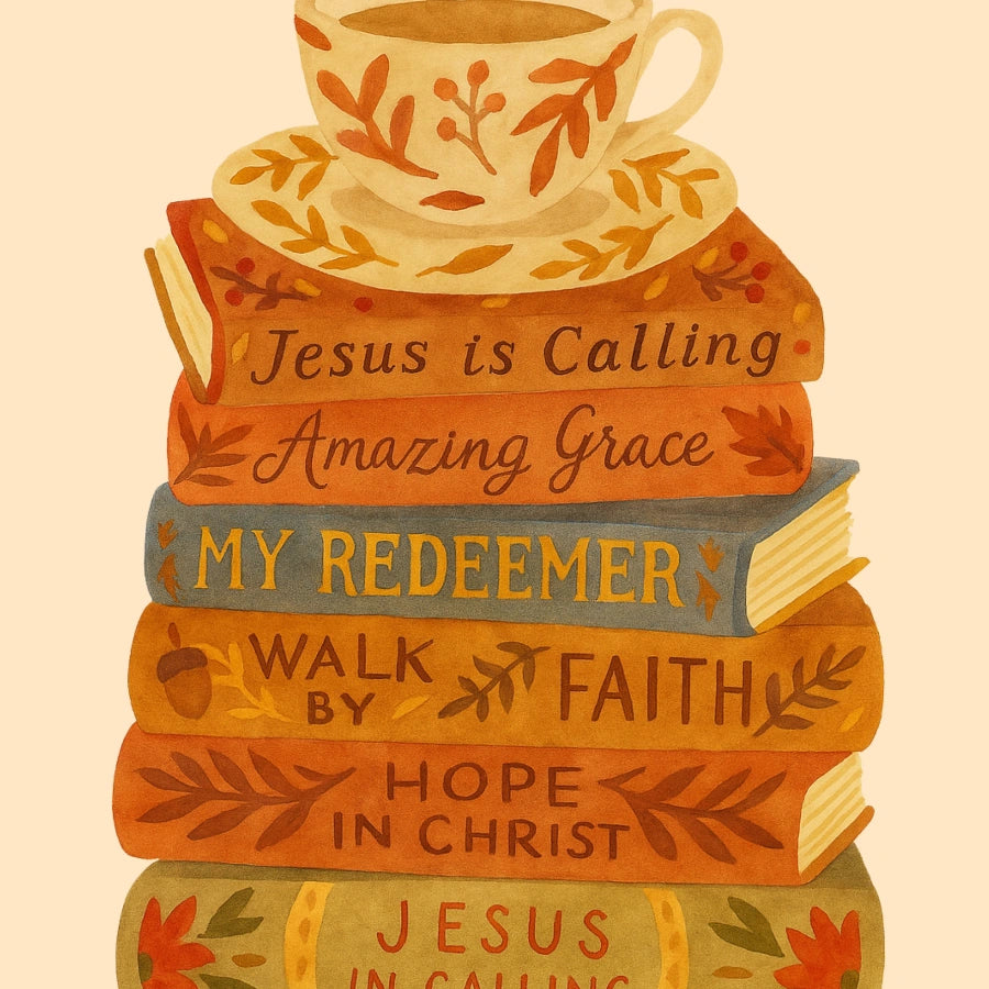Christian Books and Tea Wall Art - Autumn Faith Print