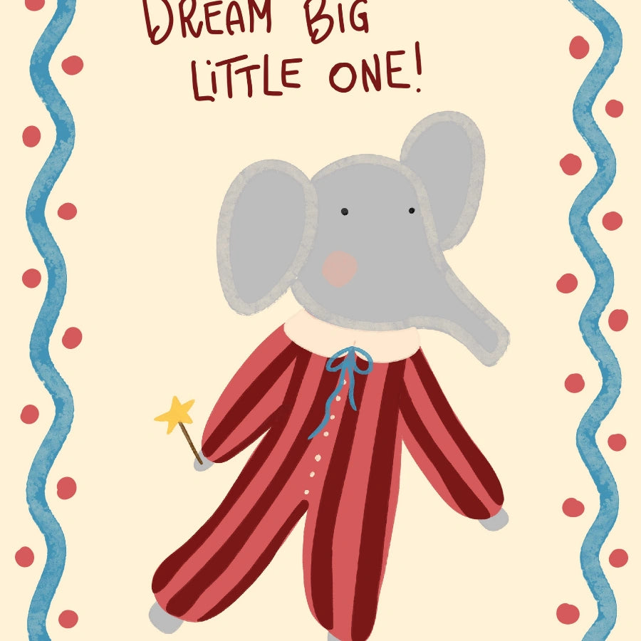Elephant Nursery Print - Dream Big Little One Wall Art