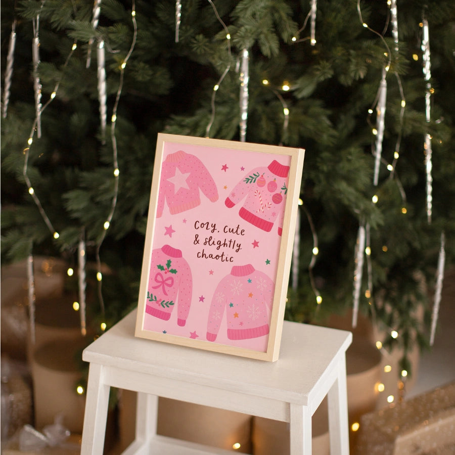 Cozy Christmas Chaos – Funny Xmas Quote Print