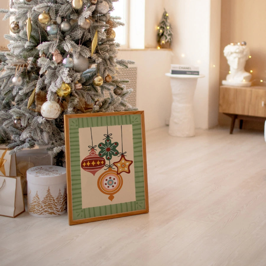 Christmas Ornaments Wall Art - Festive Holiday Decor Print