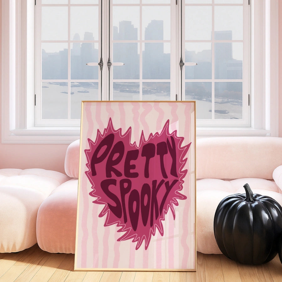 Girly Halloween Heart Print – Pretty Spooky Pink Wall Art