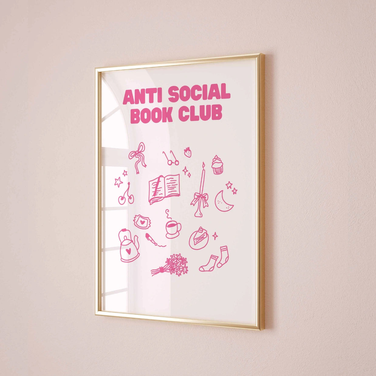 Anti Social Book Club  – Pink Bookish Print