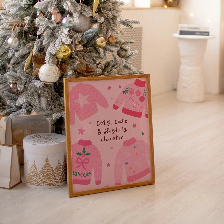 Cozy Christmas Chaos – Funny Xmas Quote Print
