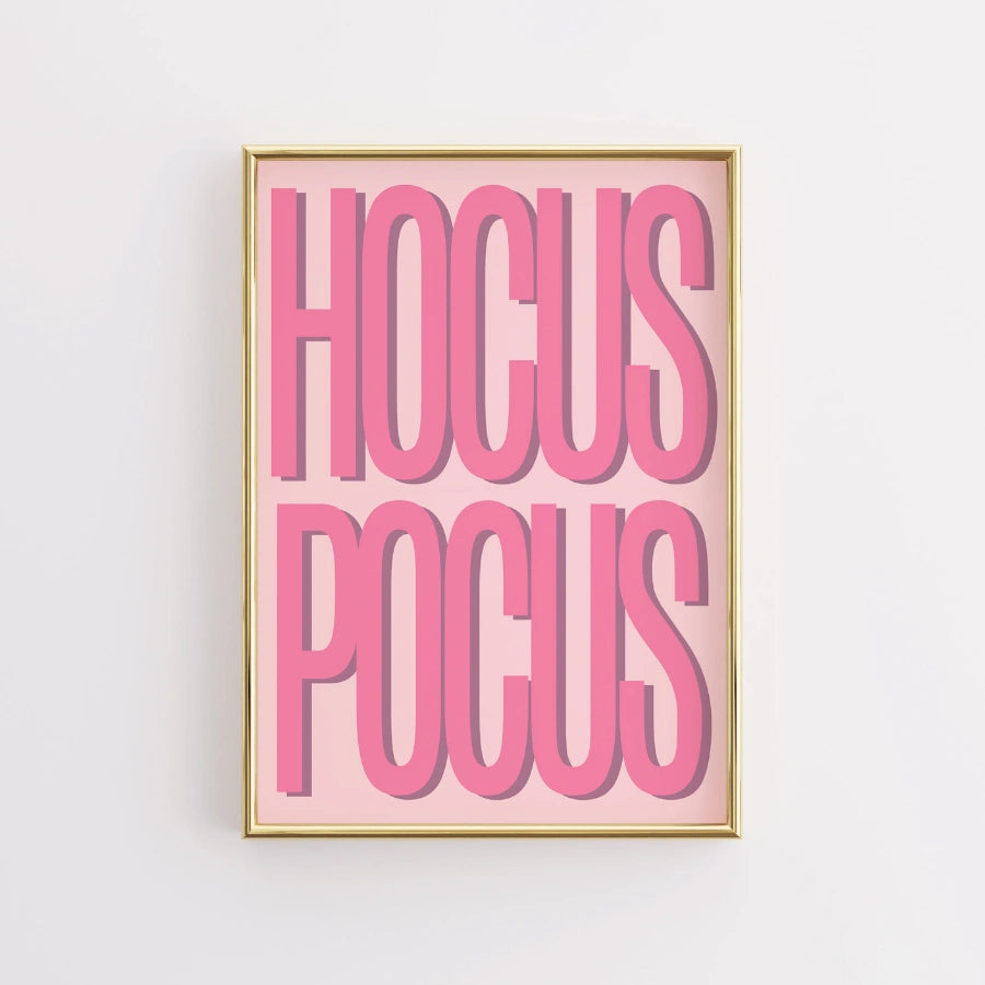 Funny Halloween Typography Print – Pink Hocus Pocus Wall Art