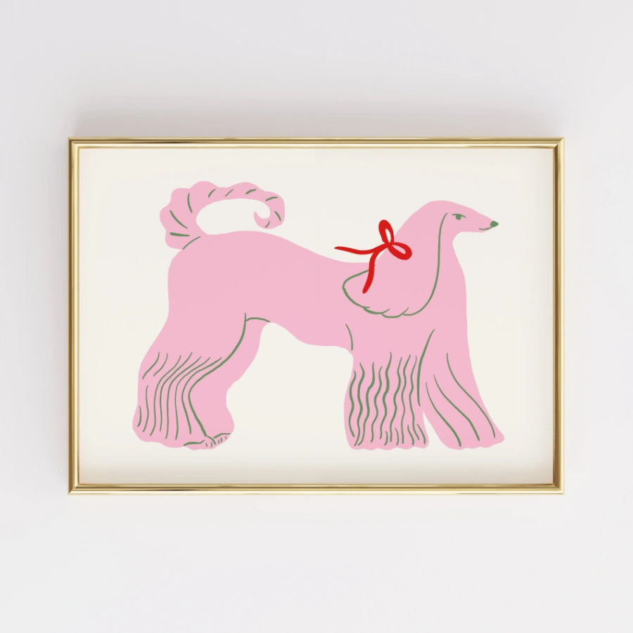 Rosa Pudel-Kinderzimmerbild – Niedliche Tier-Wandkunst für Kinder