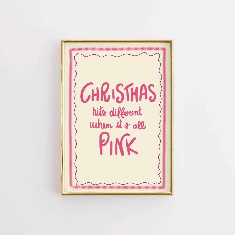 Pink Christmas Vibes – Funny Preppy Christmas Wall Art