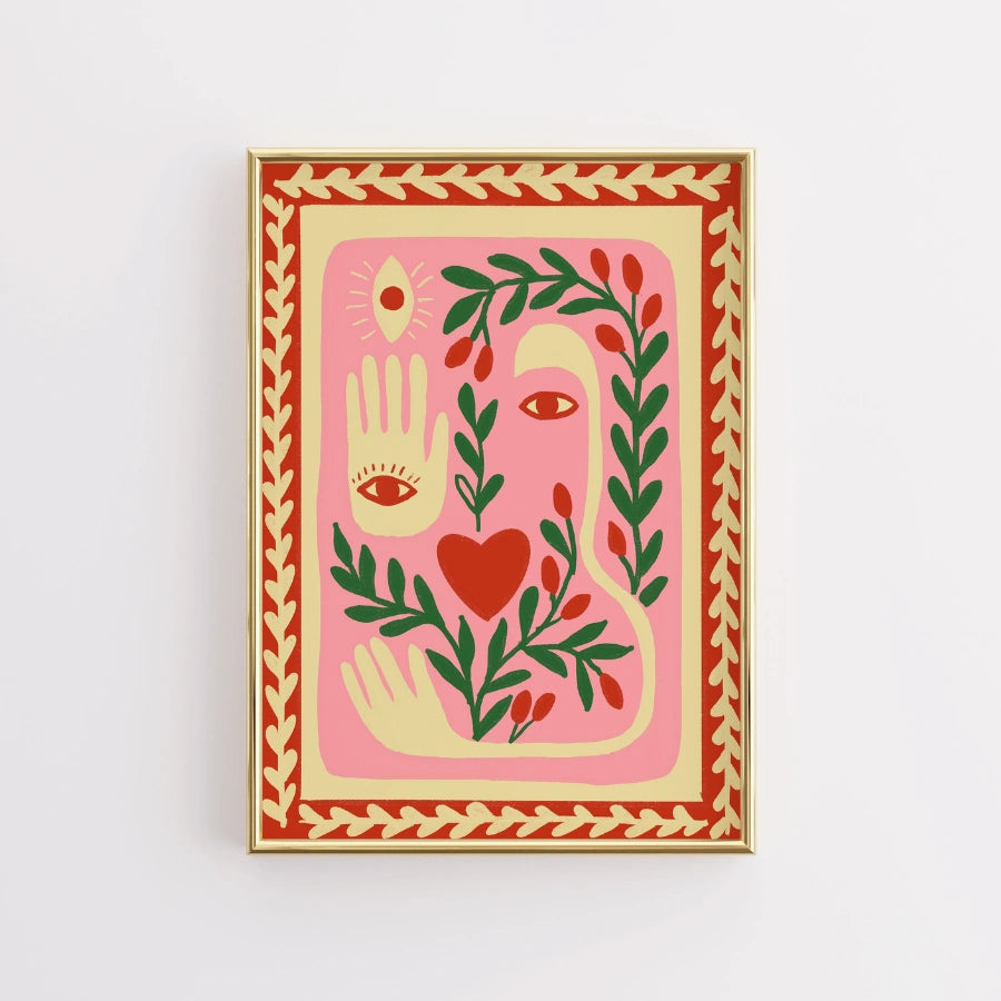 Arte murale Boho con simboli sacri - Stampa estetica bohémien 