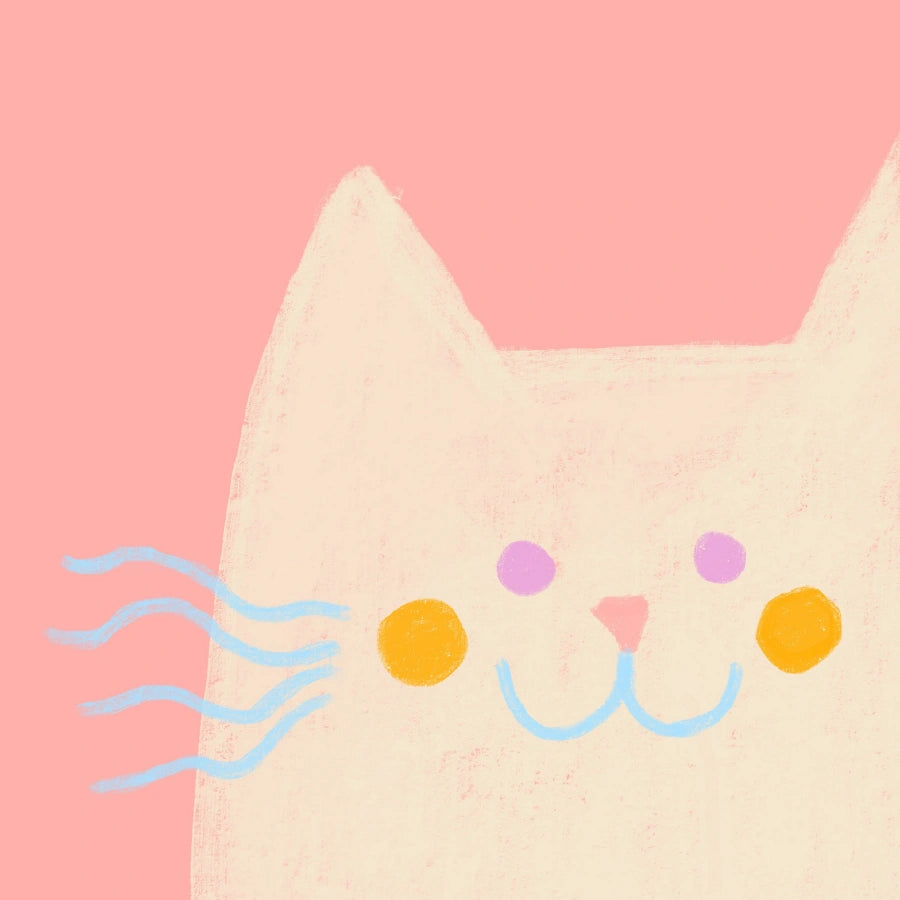 Pink Cat Nursery Wall Art – Whimsical Pastel Animal Print for Kids