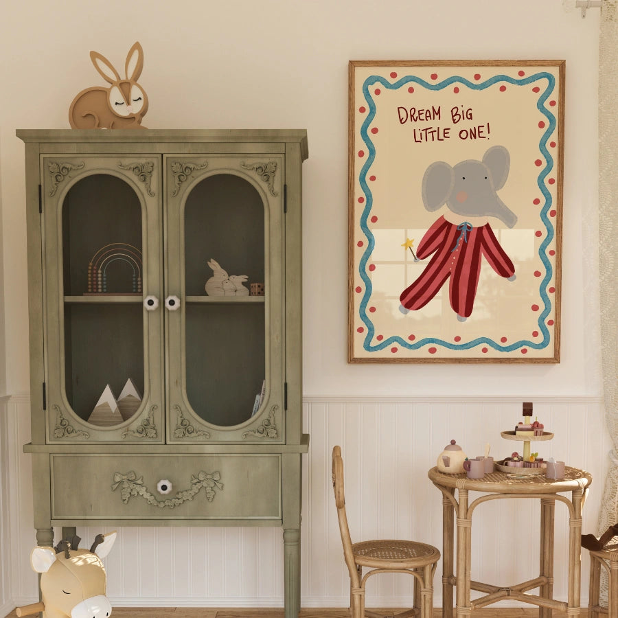 Elephant Nursery Print - Dream Big Little One Wall Art