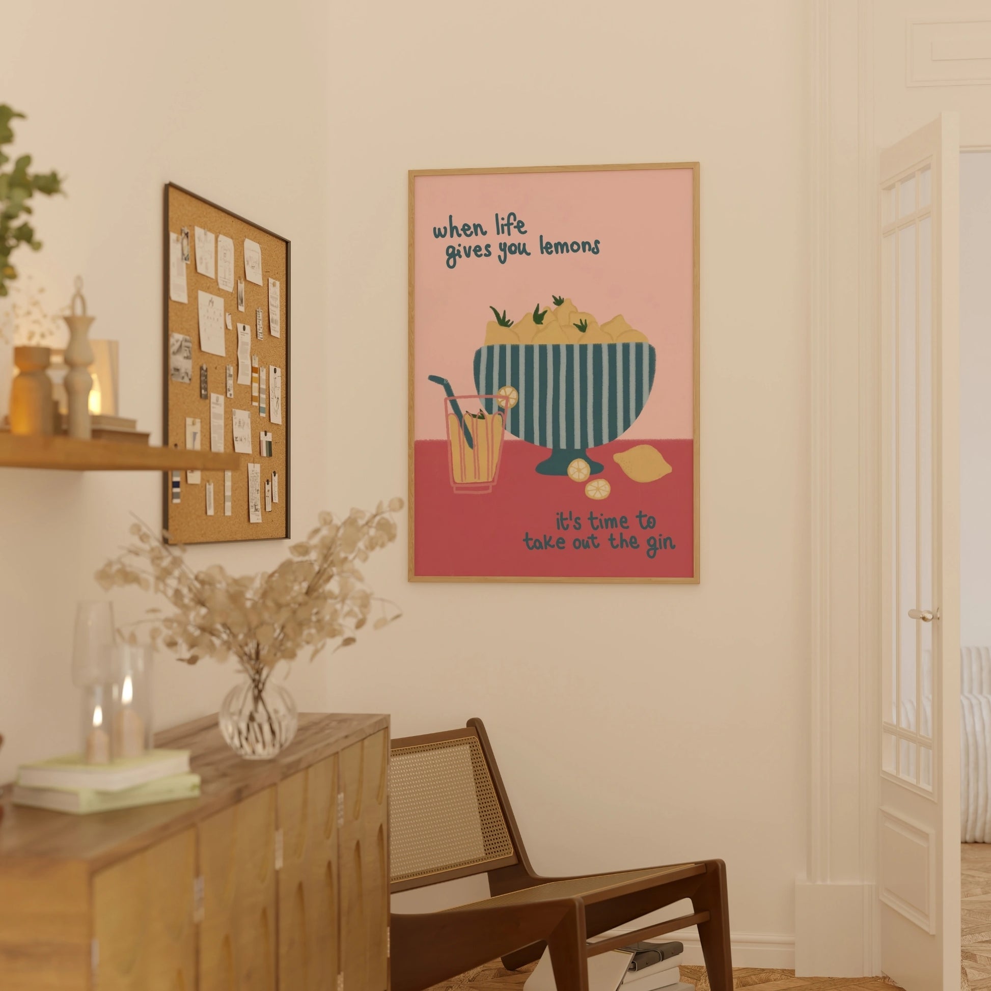 Italienisches Wandbild für den Esstisch – Pasta-Wein-Küchenmotiv