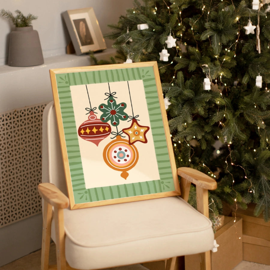 Christmas Ornaments Wall Art - Festive Holiday Decor Print