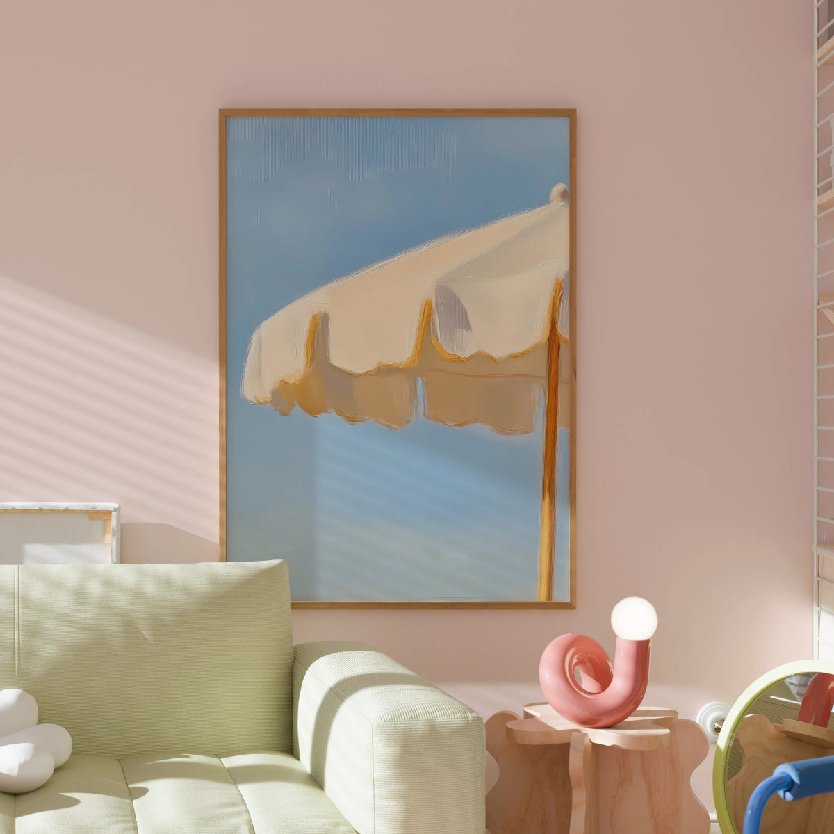 Beach Umbrella Wall Art – Minimalist Coastal Print