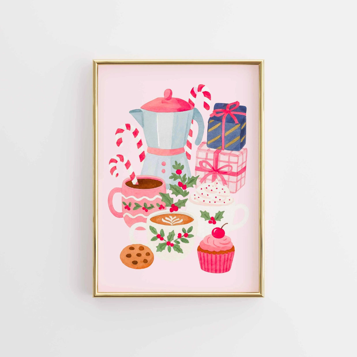 Pink Holiday Kitchen Print