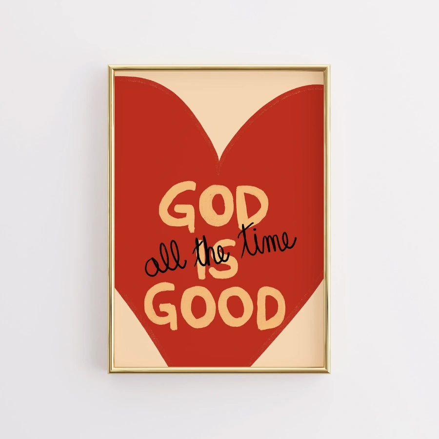 God Is Good Christian Wall Art – Bold Heart Print