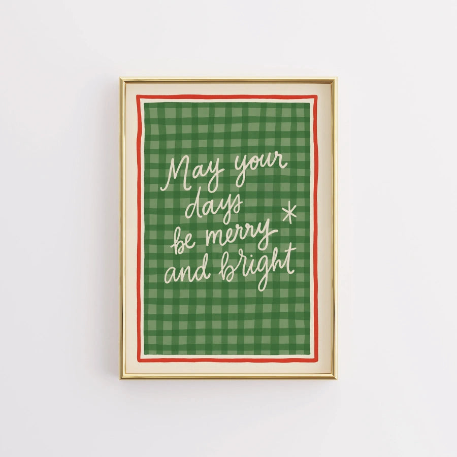Merry and Bright Wall Art - Cozy Christmas Quote Print