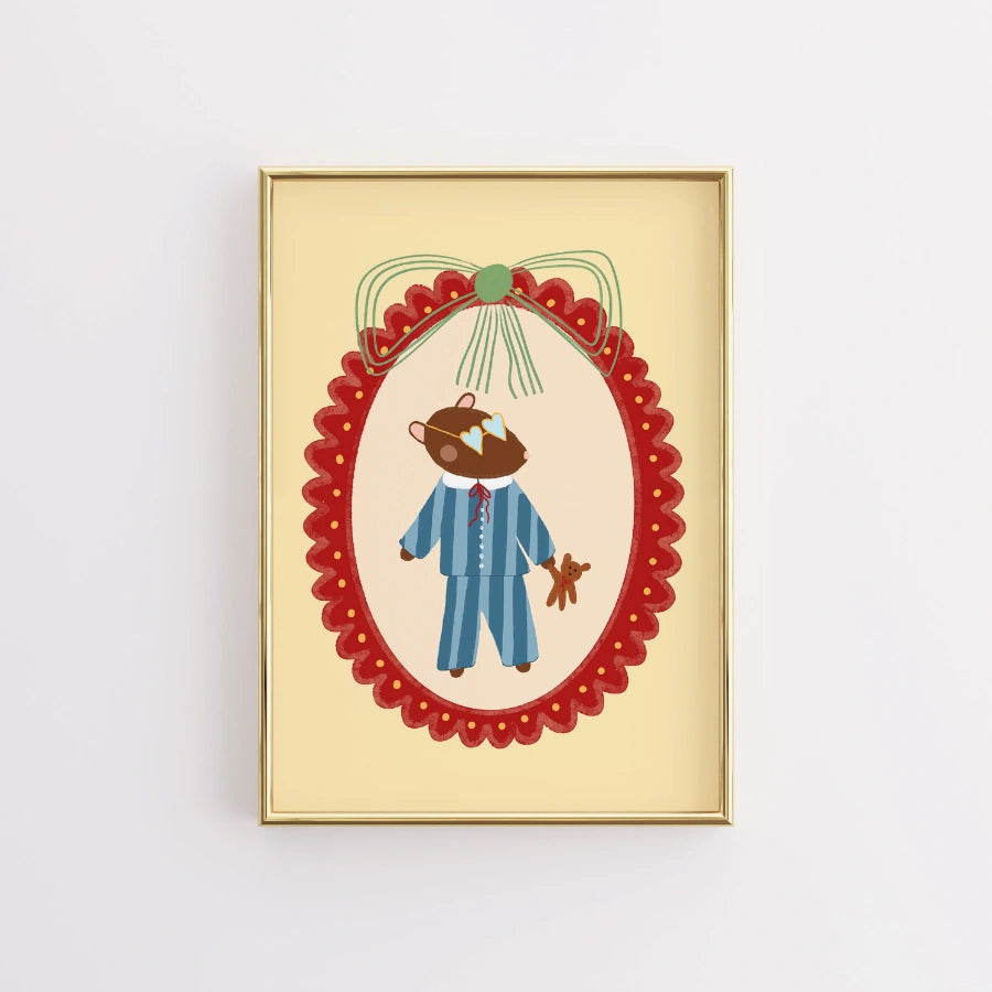 Bear Nursery Print - Cute Teddy Wall Art for Kids