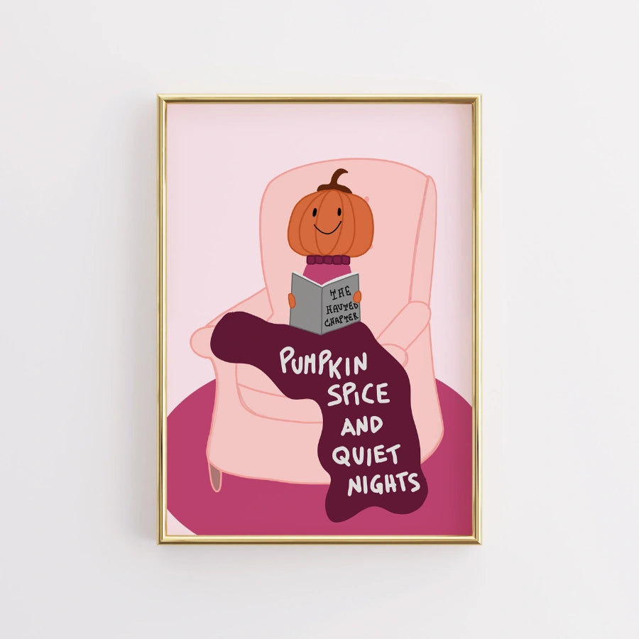 Cozy Pumpkin Fall Print – Quiet Nights Pink Wall Art