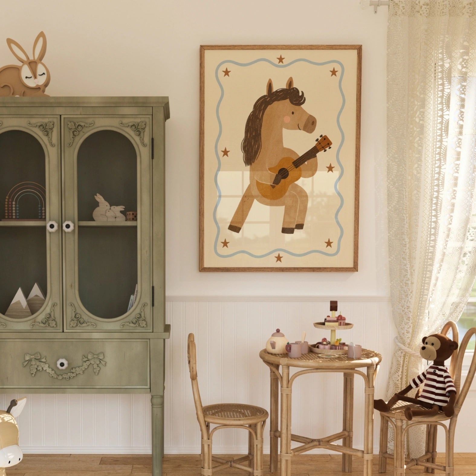 Horse Playing Guitar Nursery Print