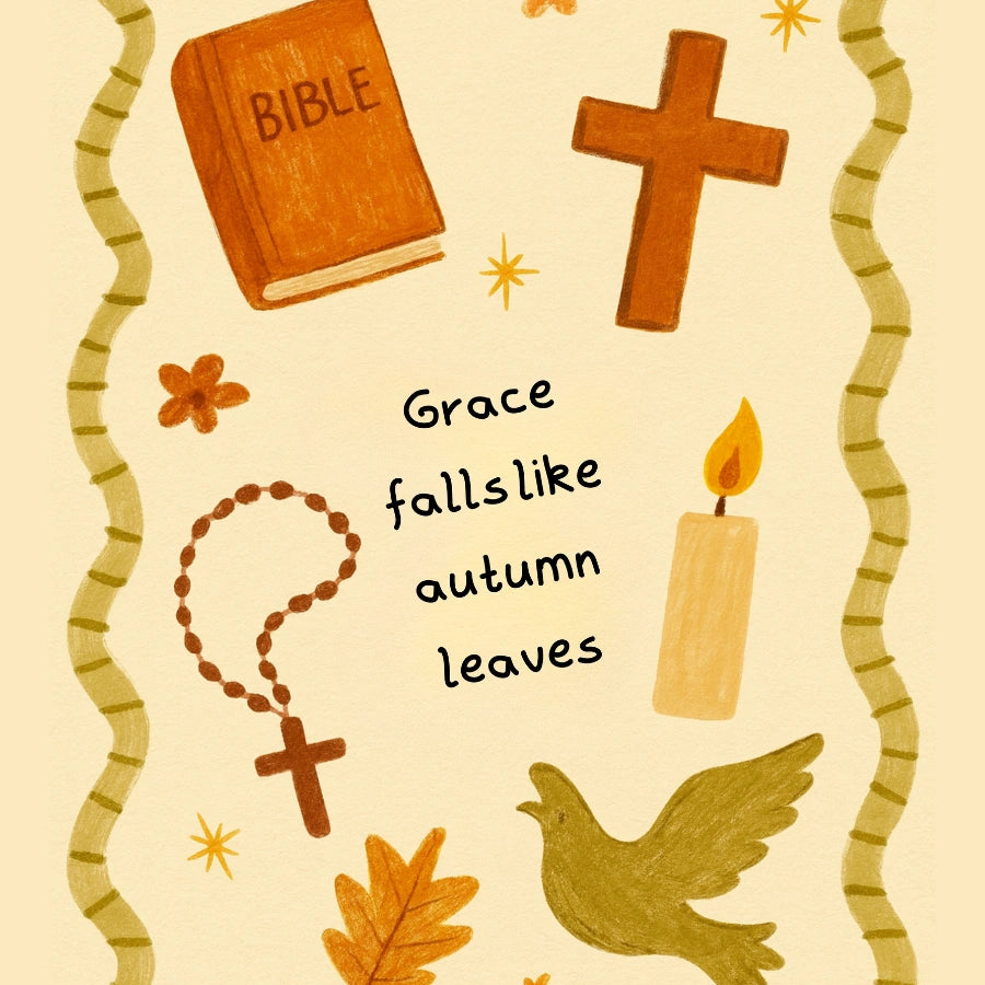 Grace Falls Like Autumn Leaves Wall Art - Christian Fall Print