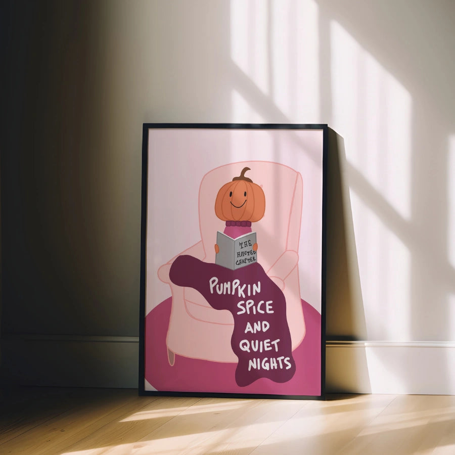 Cozy Pumpkin Fall Print – Quiet Nights Pink Wall Art