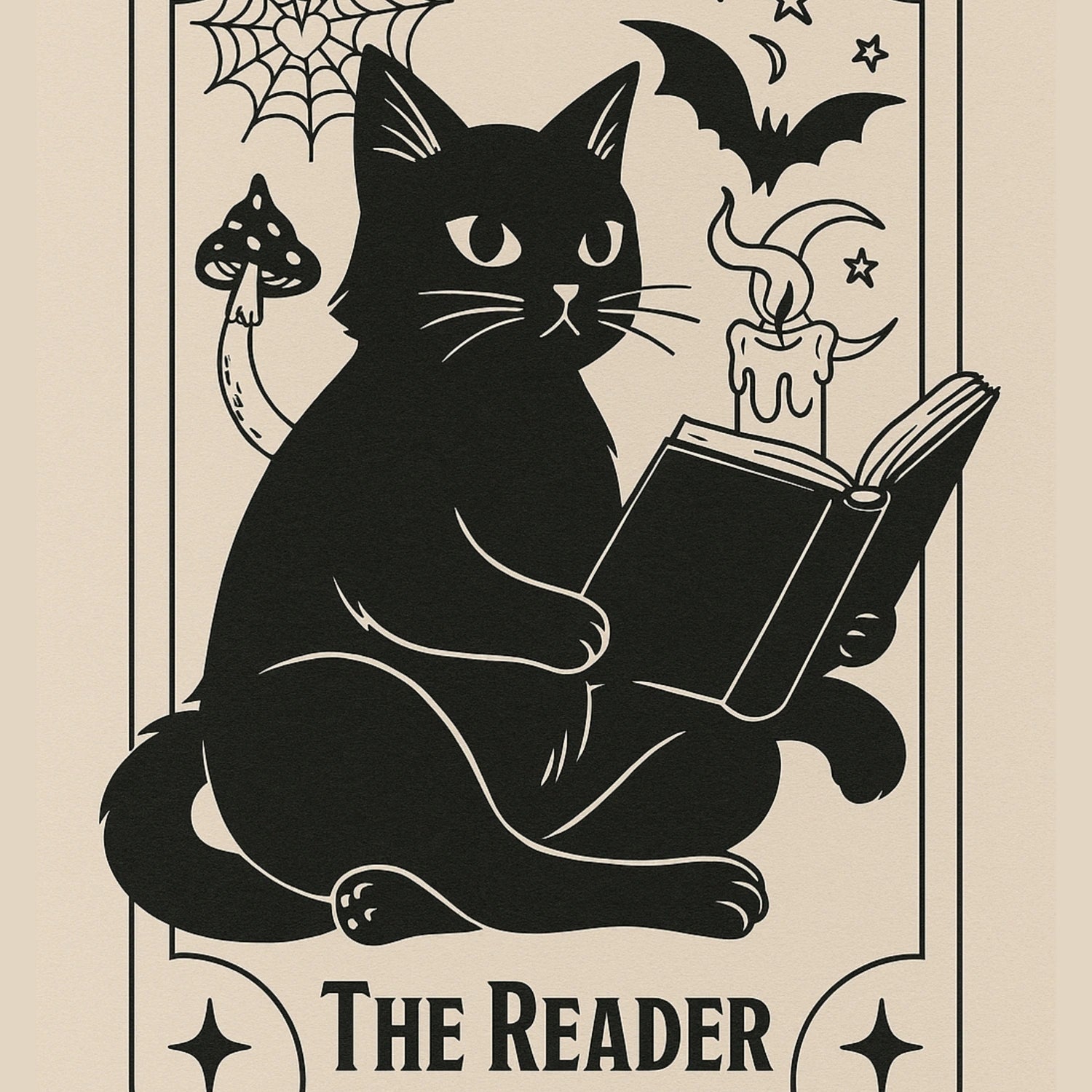 The Reader Tarot Cat Print – Bookish Halloween