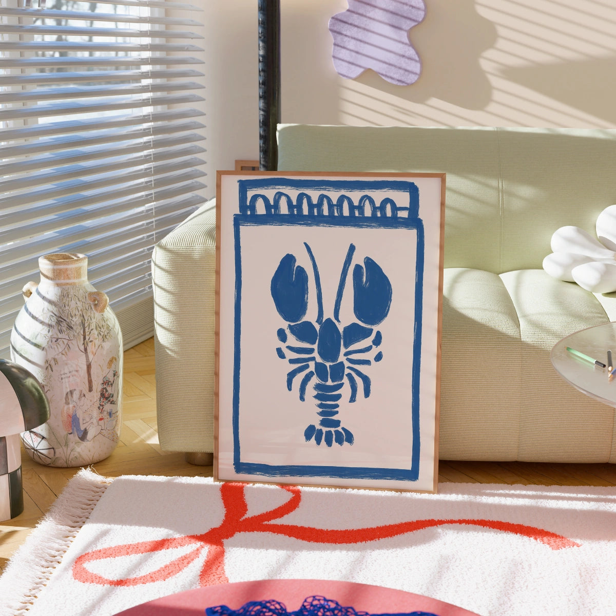 Blue Lobster Wall Art – Minimalist Seafoodlobster wall art Print